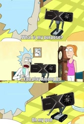 Size: 1200x1766 | Tagged: safe, among us, depressed, if only you knew how bad things really are, missed destiny, nvidia, oh my god, rick and morty, welcome to the club, what is my purpose